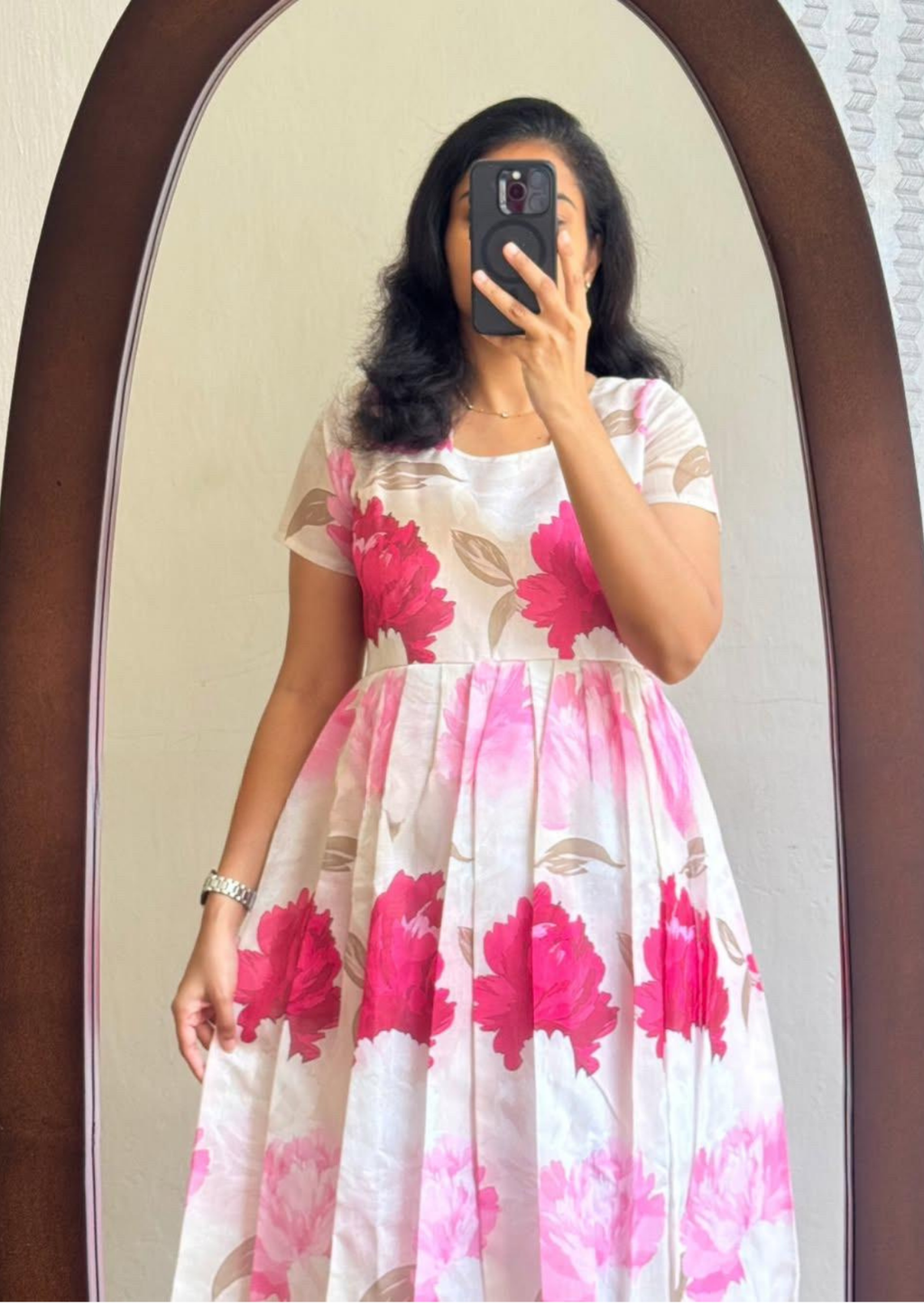 Gulabi Pushpanjali Soft Cotton Dress-3