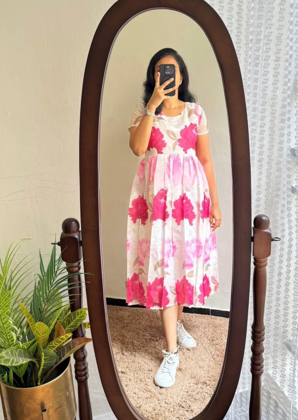 Gulabi Pushpanjali Soft Cotton Dress-0