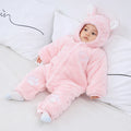 Winter Hooded Baby Romper with Ears Thick Cotton Suit-5