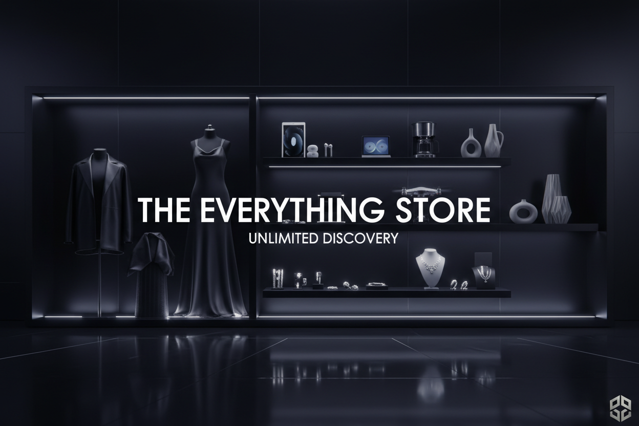 A premium ecommerce brand video showcasing a modern online store that sells everything.
Dark black and metallic grey theme, luxury lighting, smooth cinematic transitions.
Show multiple product categories: fashion, jewelry, electronics, lifestyle products.
Minimal, professional, high-end look. Soft reflections, slow motion, realistic textures.
Modern typography, elegant, confident, clean background.
