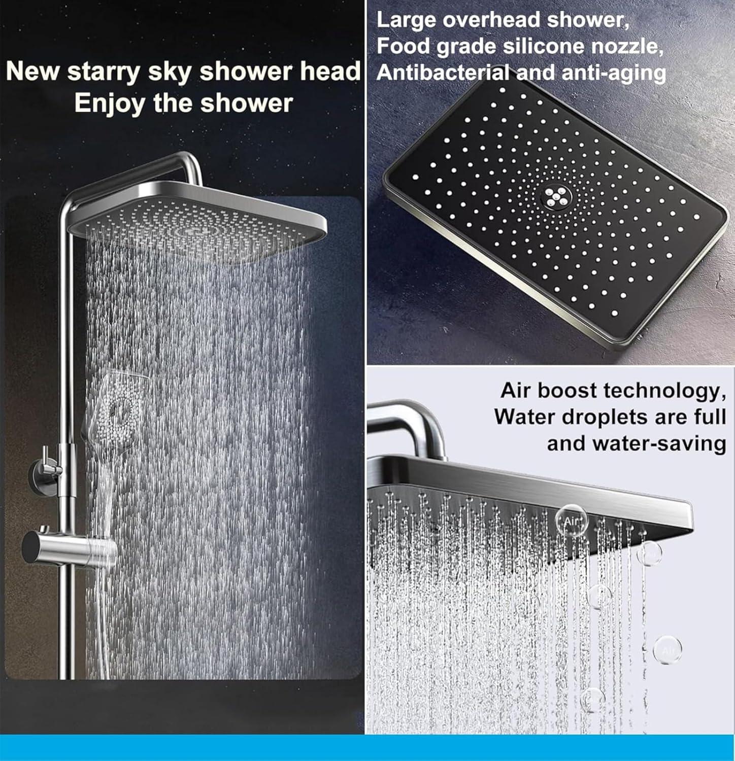 Smart Shower Panel LED With Piano Button Set (Black)-2