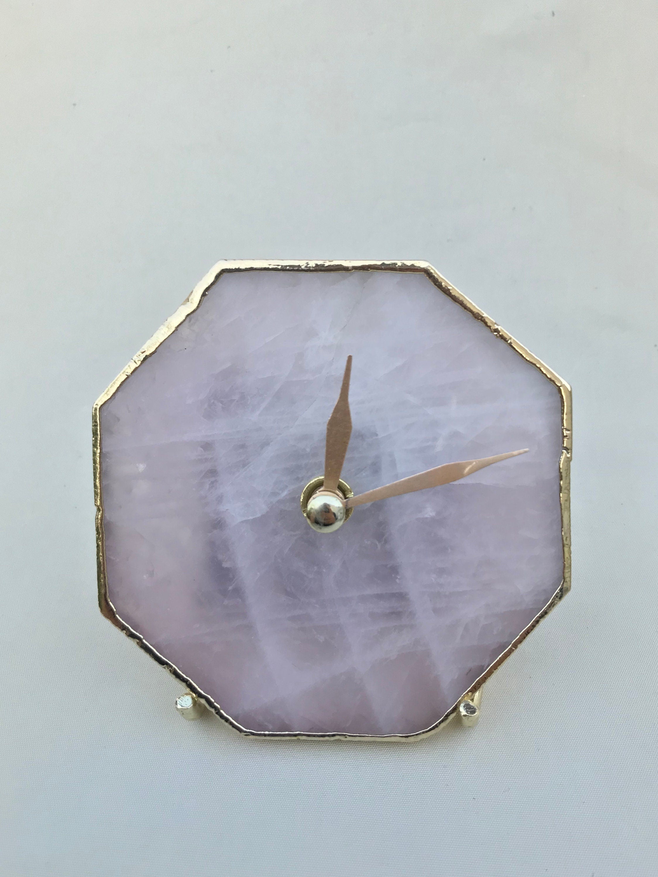Rose Quartz Octagon Wall/Desk Clock/Personalised Momento-0