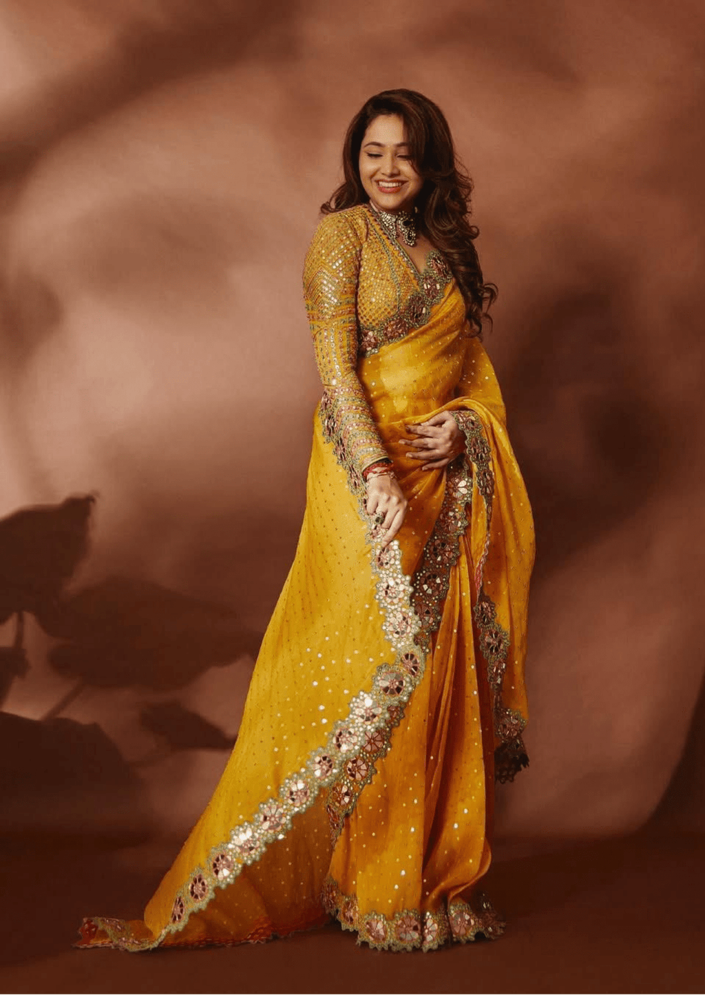 Meher Floral Border Mirror Work Saree-0