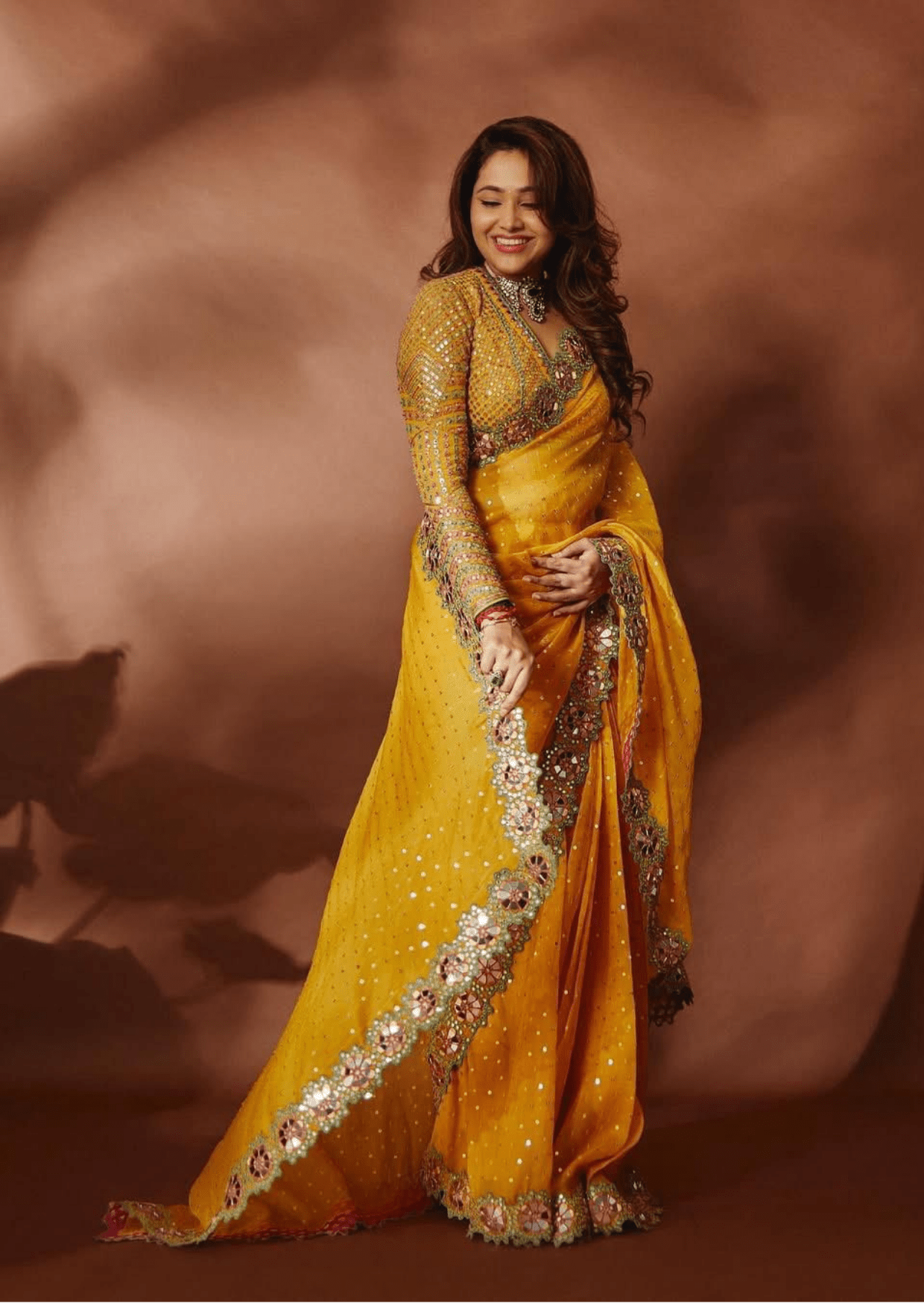 Meher Floral Border Mirror Work Saree-0