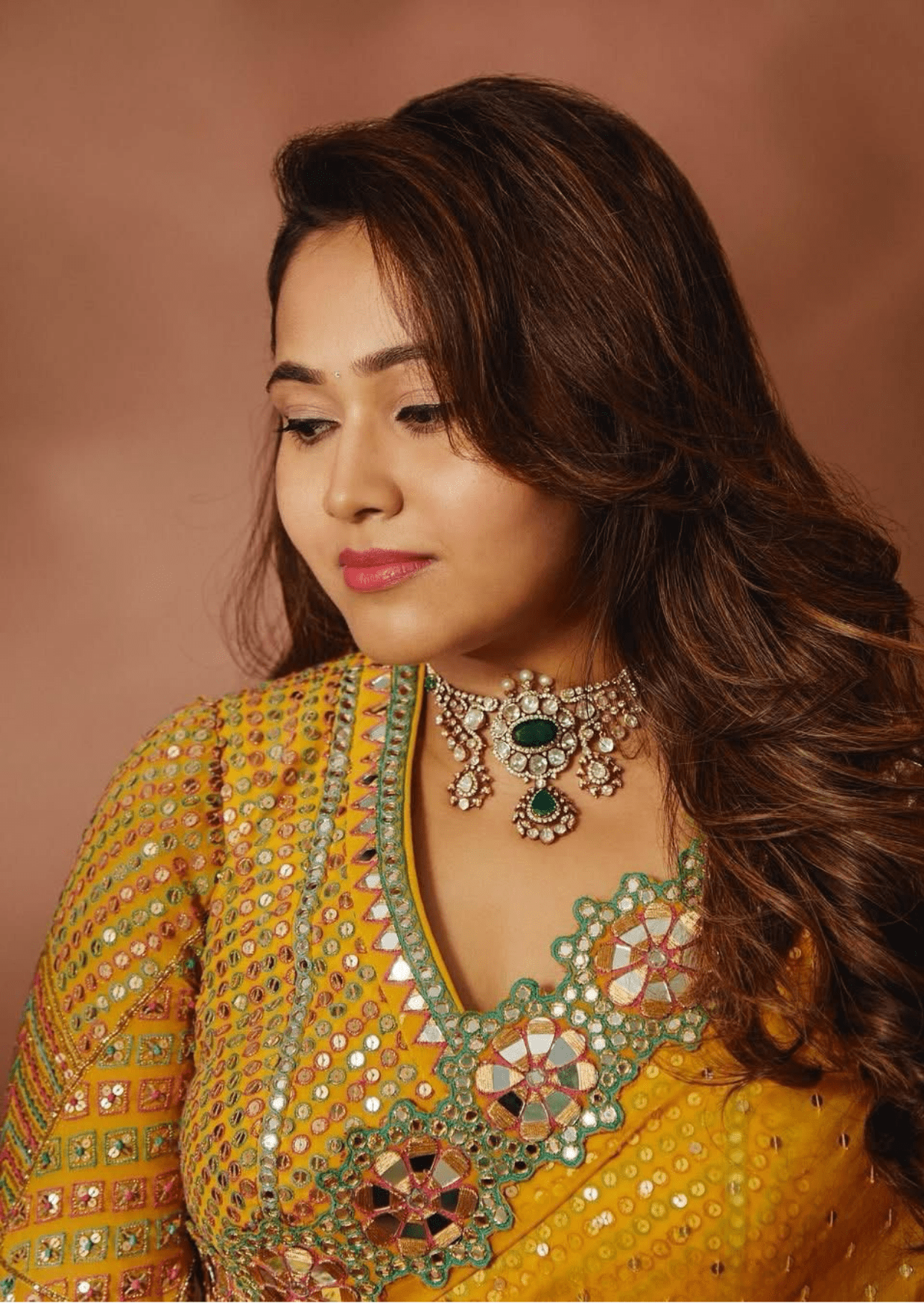 Meher Floral Border Mirror Work Saree-2