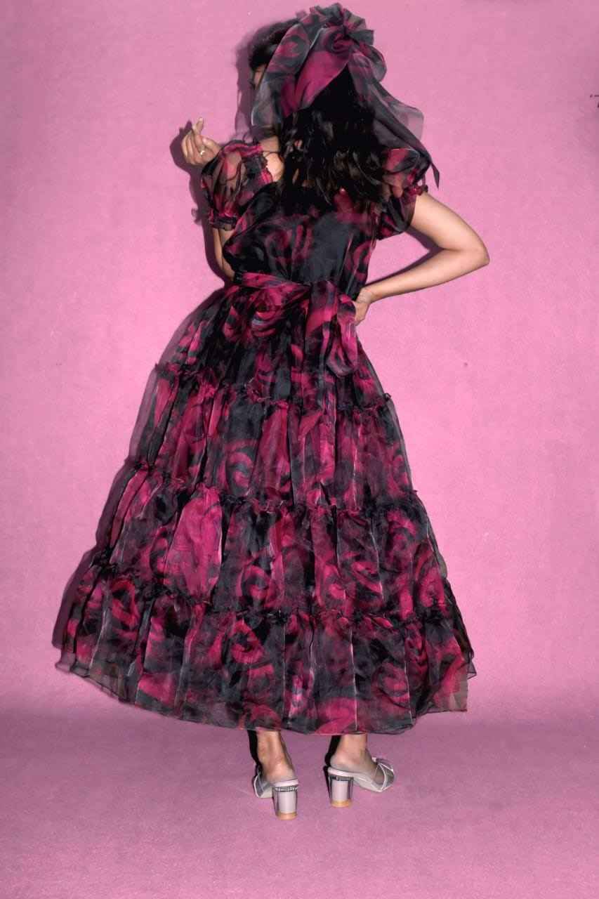 Victorian Glamour Floral Organza Dress-1