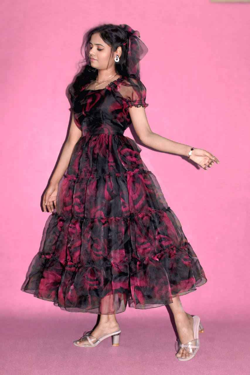 Victorian Glamour Floral Organza Dress-2